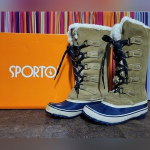 Sporto Blake Tan/Blue Laced Snow Boots 6M